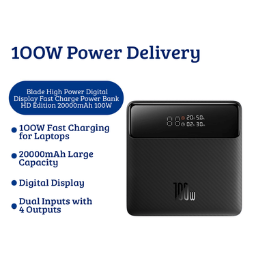 Baseus Power Digital Display Fast Charging Power Bank HD Edition 20000mAh 100W PPBL000301-Black
